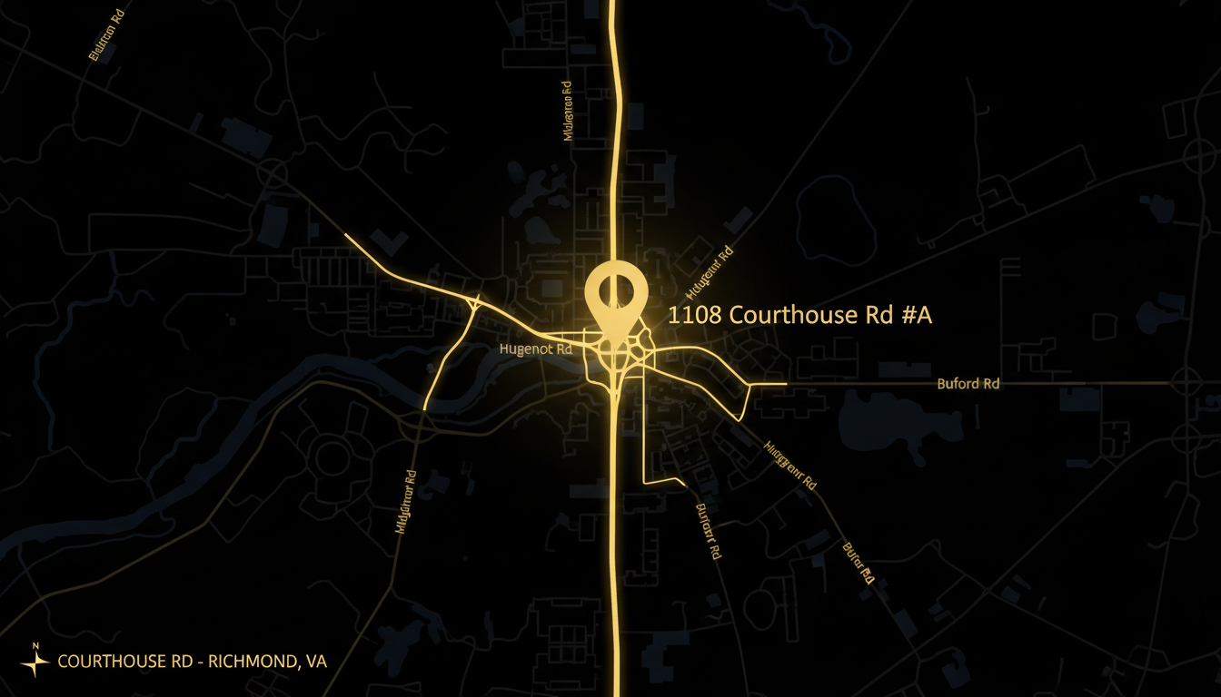 Stylized map showing the iThaiz restaurant location in Richmond, Virginia